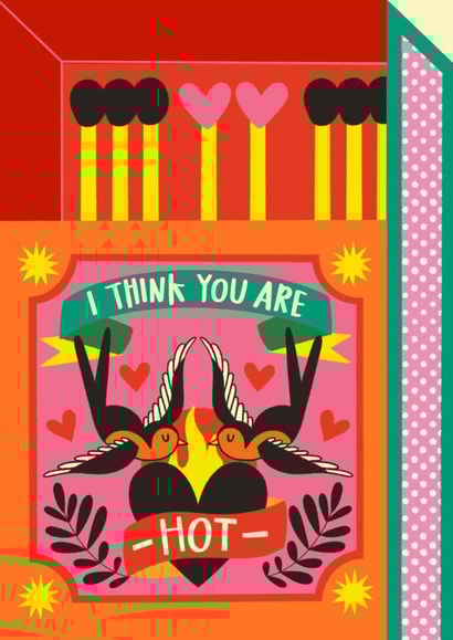 Arty Valentine's Day Card - I Think You Are Hot - Birds created by AbiGoLucky