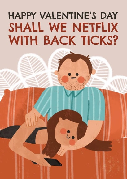 Cute Valentine's Day Card - Netflix With Back Tickles created by AbiGoLucky