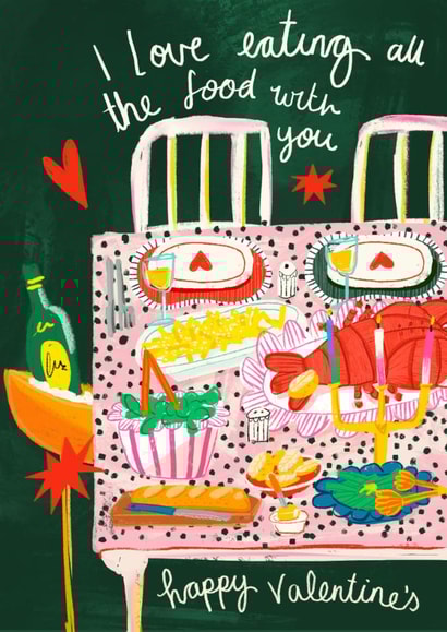 Fun Valentine's Day Card - Eating All the Food created by NICHOLA COWDERY ILLUSTRATIONS 