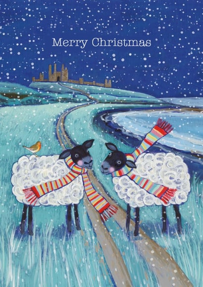 Cute Sheep Christmas Card for Couples created by Joanne Wishart