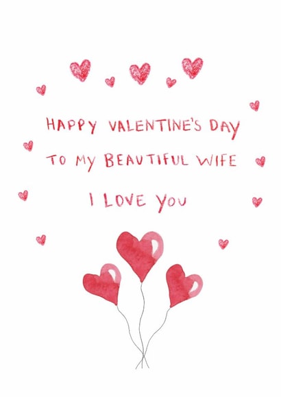 Romantic Valentine’s Day Card - For Wife - Beautiful Hearts created by HCD Illustration