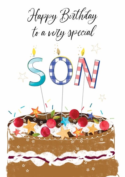 Traditional Birthday Card - For Son - Cake created by Katie Phythian Design