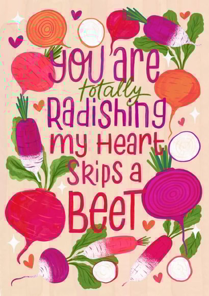 Classic Valentine's Day Card for growers - radishes and beetroot created by Nicola B Studio