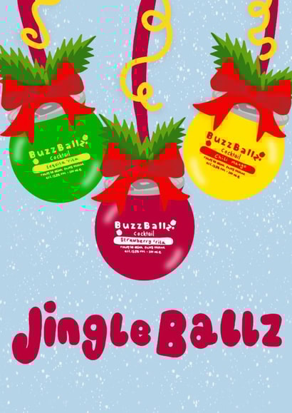 Funny Christmas Card - Jingle Ballz - Buzzballz created by smella.paints
