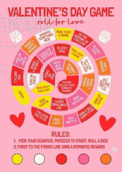 Fun Valentine's Day Card - Roll For Love - Game created by AbiGoLucky