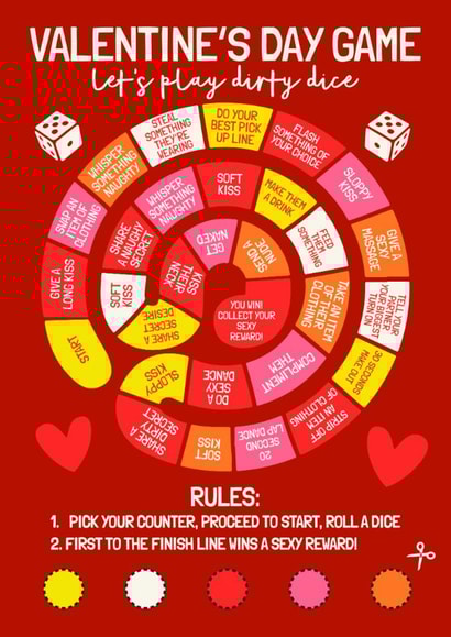 Fun Valentine's Day Card - Let's Play Dirty Dice - Game created by AbiGoLucky