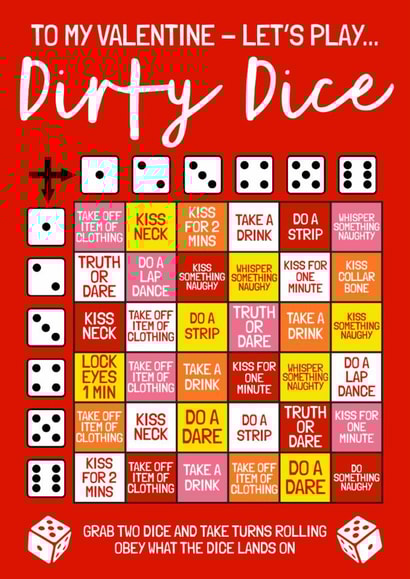 Rude Valentine's Day Card - Dirty Dice Game created by AbiGoLucky
