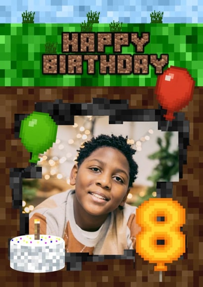 Fun Birthday Card - 8th - Minecraft created by Kerrylovescards