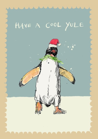 Cute Christmas Card - Cool Yule - Penguin created by Poet and Painter
