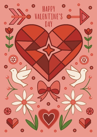 Valentine’s Day Card – Abstract Geometric Heart Design – Modern Art Style created by The Merry Giraffe