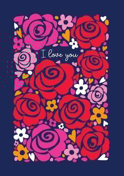 Classic Valentine's Day Card - Roses - I Love You created by Happy Street