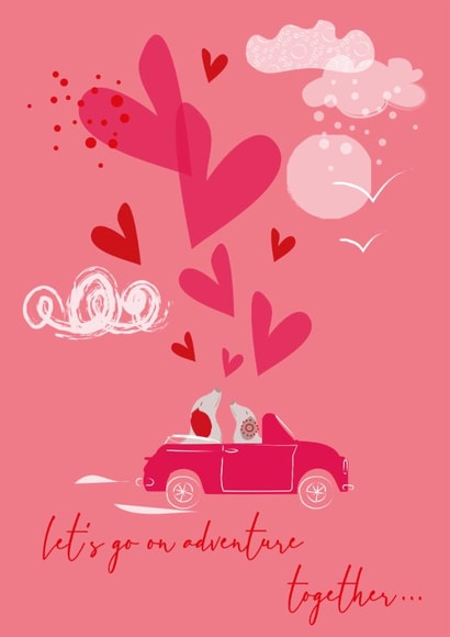Cute Valentine's Day Card - Let's Go On An Adventure Together - Hearts created by SABIVO Design by Sabina