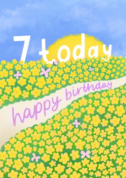 Pretty Birthday Card - 7th - Flowers And Butterflies created by Macie Dot Doodles