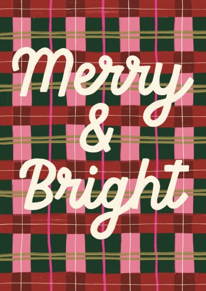 Classic Christmas Card - Merry And Bright - Colourful Check created by Mallory McAfee