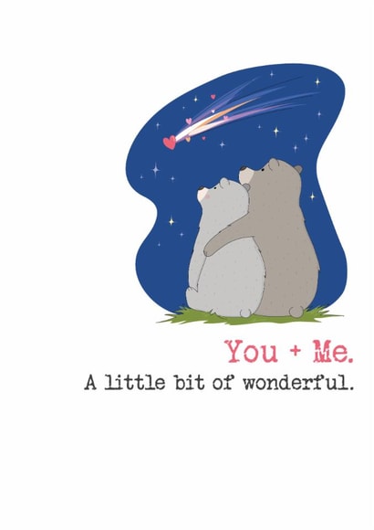 Cute Valentine's Day/Anniversary Card - You + Me - Little Bit Of Wonderful created by Dandelion Stationery