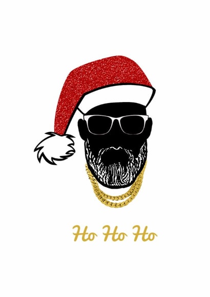 Ho Ho Ho Christmas Card – Cool Black Santa with Urban Style created by All Shades