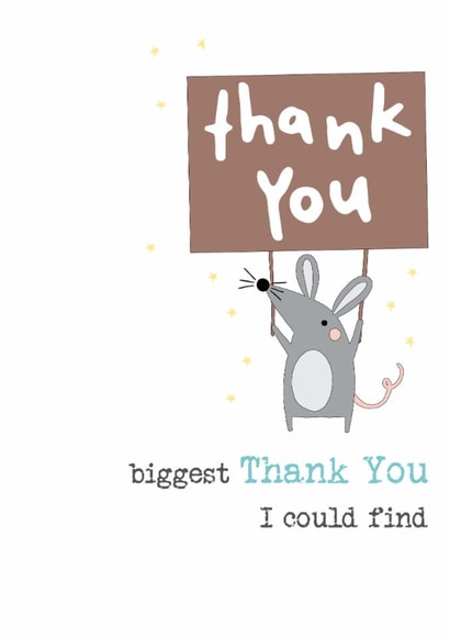 Classic Thank You Card - Huge Thank You - Cute Mouse created by Dandelion Stationery
