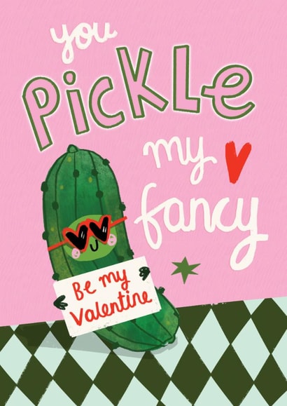 Cute Valentine's Day Card - You Pickle My Fancy - Be My Valentine created by NICHOLA COWDERY ILLUSTRATIONS