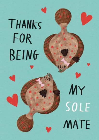 Cute Anniversary/Valentine's Card - Thanks For Being My Sole Mate - Lesbian created by Alice Mole Illustration