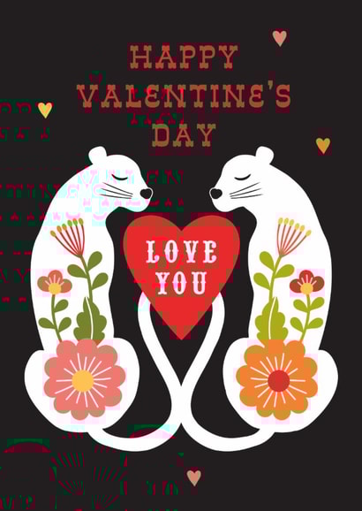 Arty Valentine's Day Card - Love Cats - Folk Flowers created by Maggie Magoo Designs