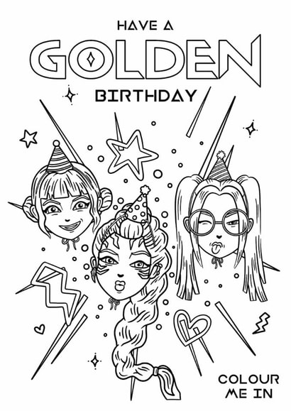 Cute Birthday Card - KPop Demon Hunters - Have A Golden Birthday created by Blue Kiwi Design