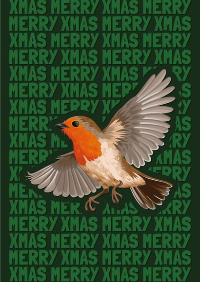 Funky Christmas Card - Cute Robin For Friends & Family - Merry Xmas created by Featherkissed