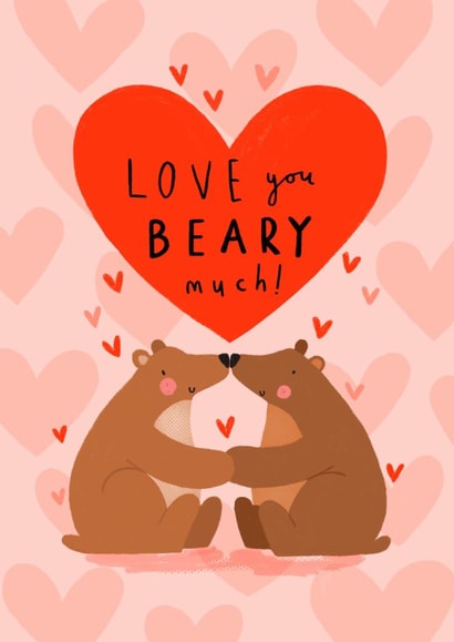 Cute Valentine's Day Card - I Love You Beary Much created by Nicola Watson