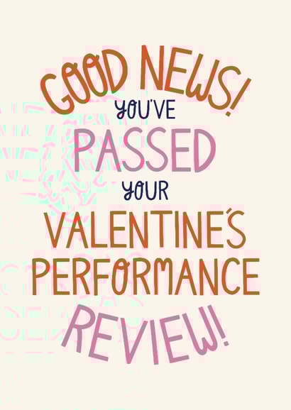 Funny Valentine’s Day Card - Good News - Performance Review created by Christine Cuddihy Illustration