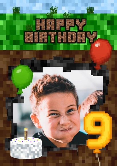 Fun Birthday Card - 9th - Minecraft created by Kerrylovescards
