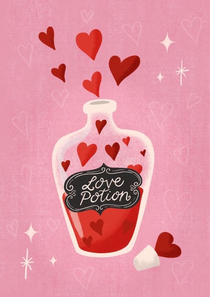 Cute Valentine's Day/Anniversary Card - Love Potion - Hearts created by Silky Rose Design