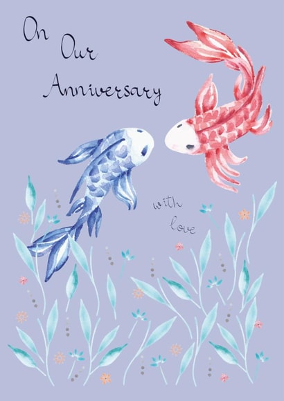 Pretty Anniversary Card - Cute Koi Carp - Pretty & Nature Inspired created by SABIVO Design by Sabina