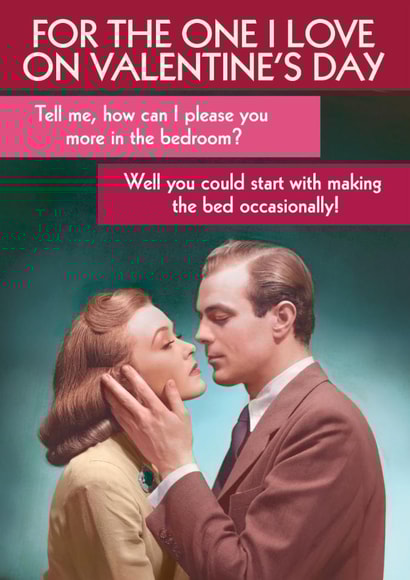 Funny Valentine's Day Card - Making The Bed created by Quitting Hollywood
