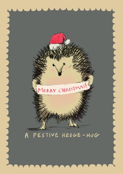 Cute Christmas Card - Hedgehog Hug created by Poet and Painter