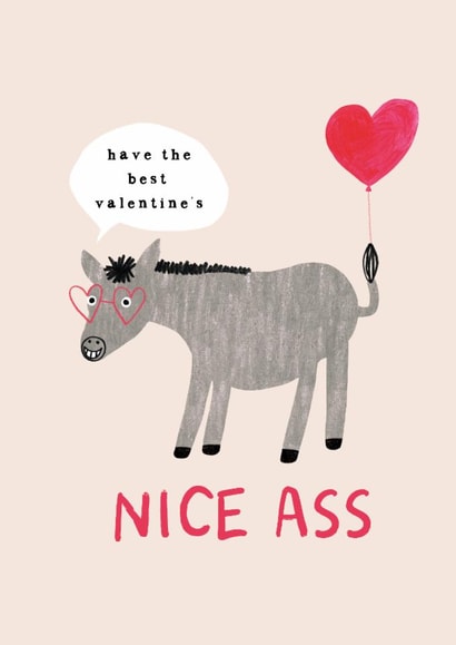 Cheeky Valentine's Day Card - Nice Ass - Donkey created by Holly Fox
