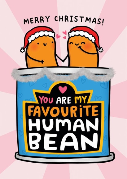 Funny Christmas Card - Favourite Human Bean Pun - For Partner created by Arrow Gift Co