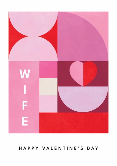 Arty Valentine's Day Card - For Wife - Bauhaus Pattern created by Lemon and Sugar