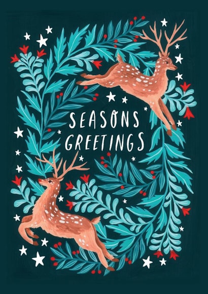 Classic Christmas Card - Seasons Greetings - Reindeer created by Ohh Deer