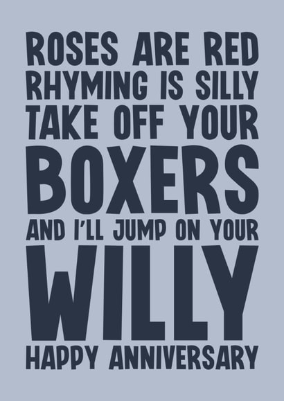 Cheeky Anniversary Card - For Him - Take Off Your Boxers created by Blind Faith