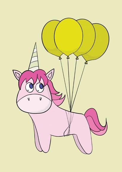 Congratulations with Balloons Holding a Unicorn Birthday created by Diego Carvalho