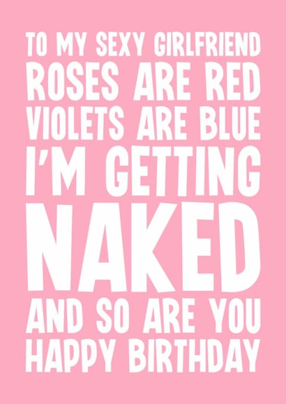 Cheeky Birthday Card - For Girlfriend - Let's Get Naked created by Blind Faith