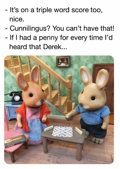 Funny Anniversary Card – Birthday Card – Cunnilingus Word Score created by Brainbox Candy