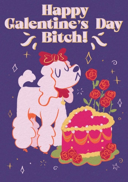 Cheeky Galentine's Day Card - Bitch Bestie - Pun created by Quitting Hollywood