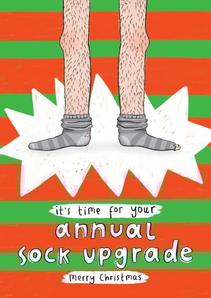 Funny Christmas Card - For Him - Annual Sock Upgrade created by Arrow Gift Co