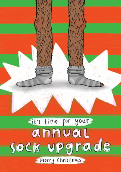 Funny Christmas Card - For Him - Your Annual Sock Upgrade created by Arrow Gift Co