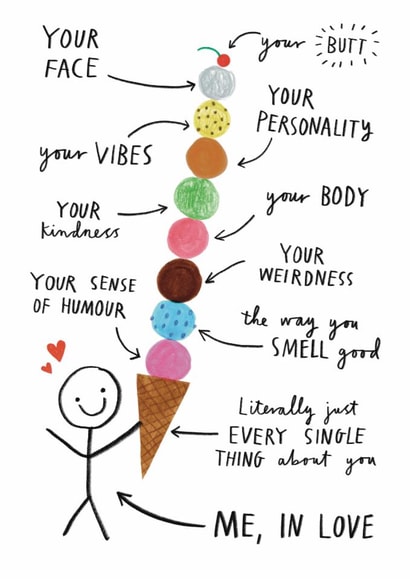 Cute Valentine's Day Card - Everything Ice Cream created by Alice Mole Illustration