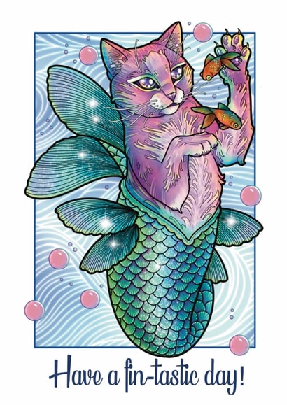 Sparkly purr-maid card for someone’s special day created by Kayleigh Hughes