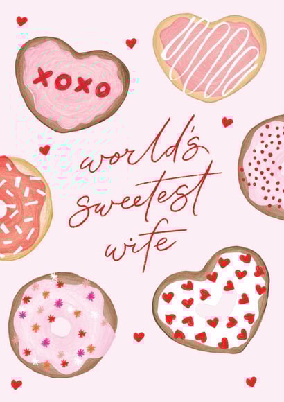 Cute Valentine's Day/Anniversary Card - World's Sweetest Wife - Donuts created by Making Meadows Ltd