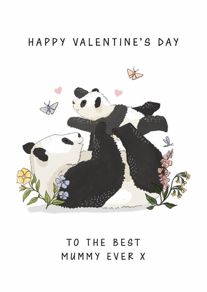 Cute Valentine's Day Card - To The Best Mummy Ever - Pandas created by Making Meadows Ltd