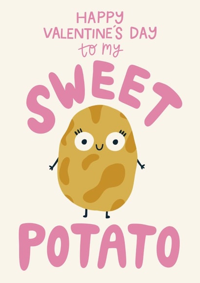 Cute Valentine’s Day Card - Sweet Potato - For Her created by Christine Cuddihy Illustration