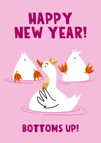 Cute New Year Card - Bottoms Up! - Ducks created by Lucy Maggie Designs